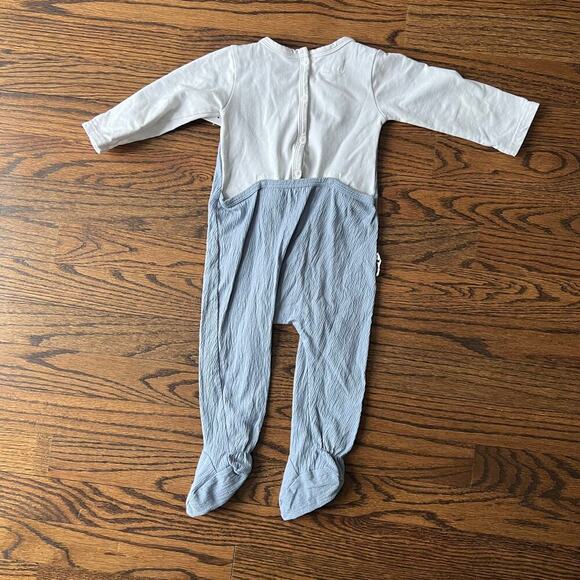 New Maniere Cotton Boy's Sailor Overall Footie one piece, Denim Blue - 12 months - Picture 5 of 5